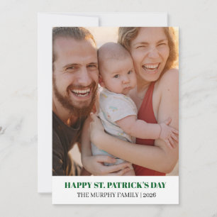 Elegant Simple Shamrock Photo St. Patrick's Day Holiday Card