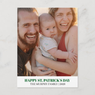 Elegant Simple Shamrock Photo St. Patrick's Day  Holiday Postcard