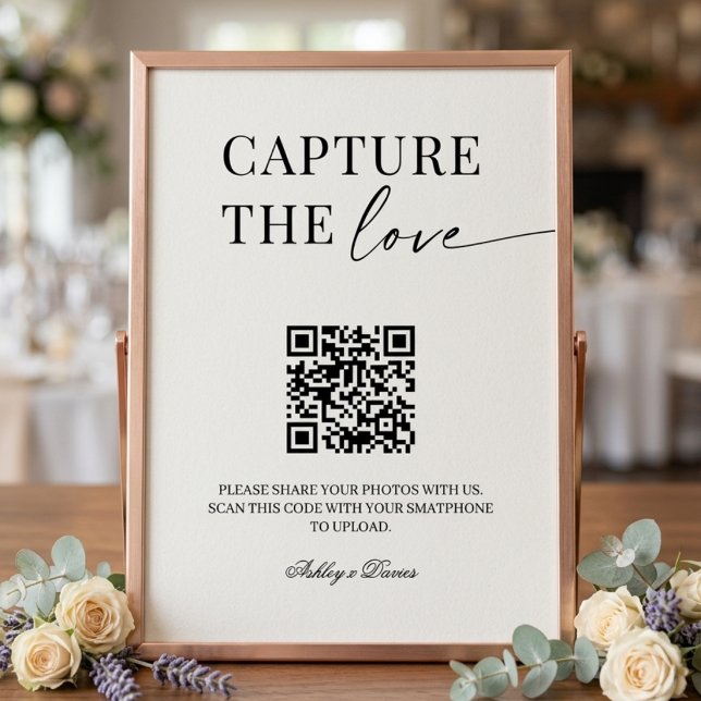 Elegant Simple Share Wedding Photos With QR Code Poster (Creator Uploaded)