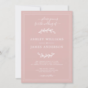 Elegant Simple Silver Pink Wedding invitation