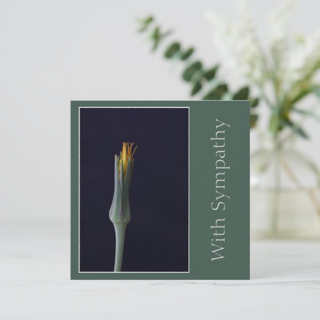 Elegant Simple Single Flower Personalized Sympathy Card (Standing Front)