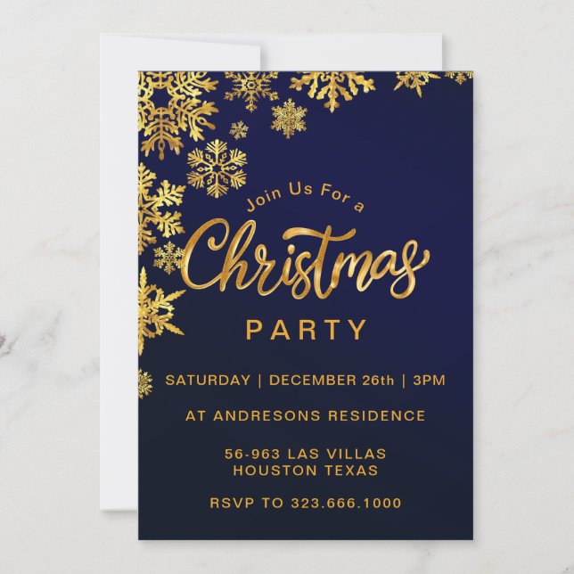 Elegant Simple Snowflake Gold Arch Christmas Party Invitation (Front)