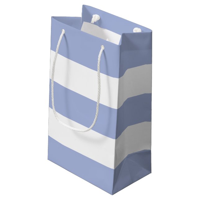 Elegant Simple Soft Blue White Stripes   Small Gift Bag (Back Angled)