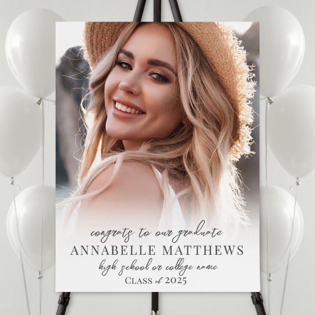 Elegant Simple Stylish Photo Graduation Party Sign (Elegant Simple Stylish Photo Graduation Party Sign)
