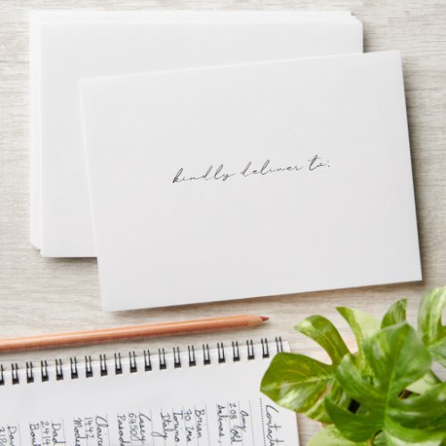 Elegant simple stylish script minimalist wedding envelope