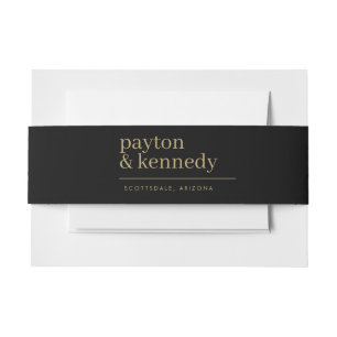 Elegant Simple Stylish Wedding Website RSVP Chic Invitation Belly Band