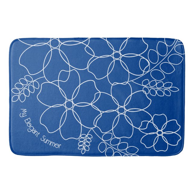 Elegant simple summer flowers pattern bath mat (Front)