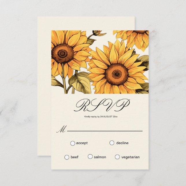 Elegant Simple Sunflower RSVP Card (Front/Back)