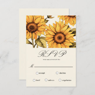Elegant Simple Sunflower RSVP Card