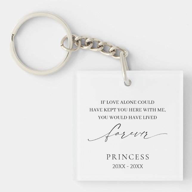 Elegant Simple Sympathy Photo Pet Memorial Keychain (Front)
