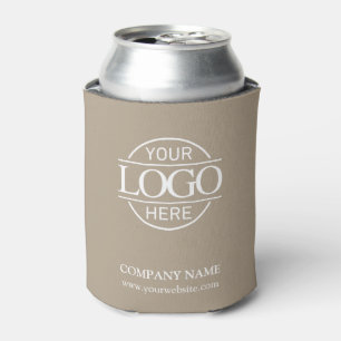 Elegant Simple Taupe Beige Company Business Logo Can Cooler