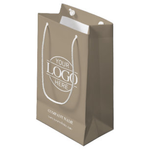 Elegant Simple Taupe Beige Company Business Logo Small Gift Bag