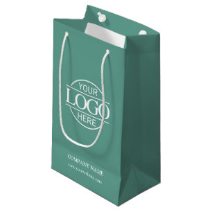 Elegant Simple Teal Green Company Business Logo Small Gift Bag