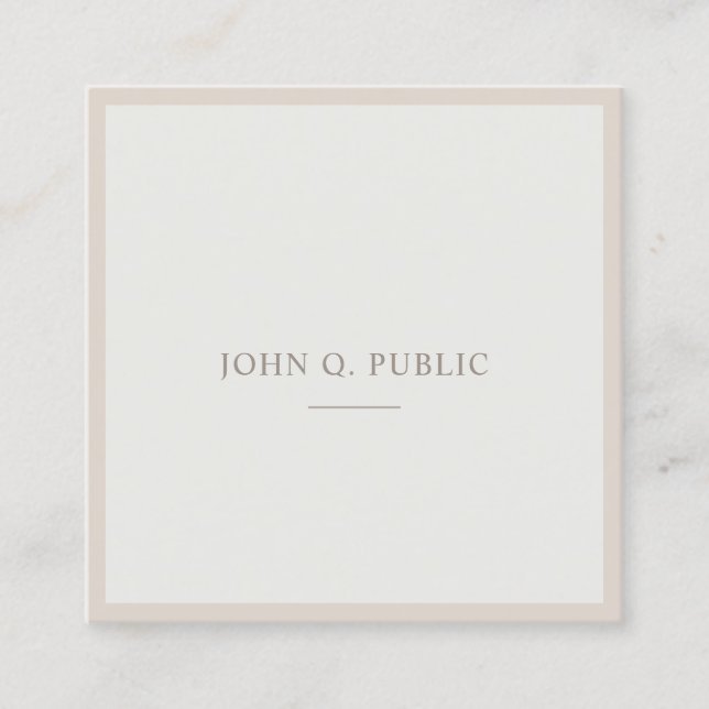 Elegant Simple Template Brown Green Professional Square Business Card (Front)