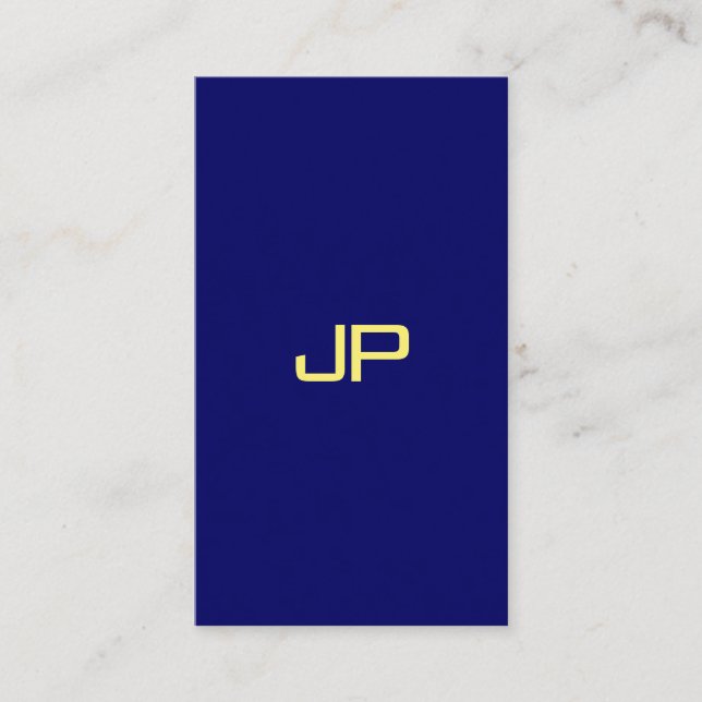 Elegant Simple Template Faux Gold Font Navy Blue Business Card (Front)