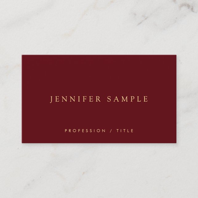 Elegant Simple Template Luxury Deep Burgundy Red Business Card (Front)
