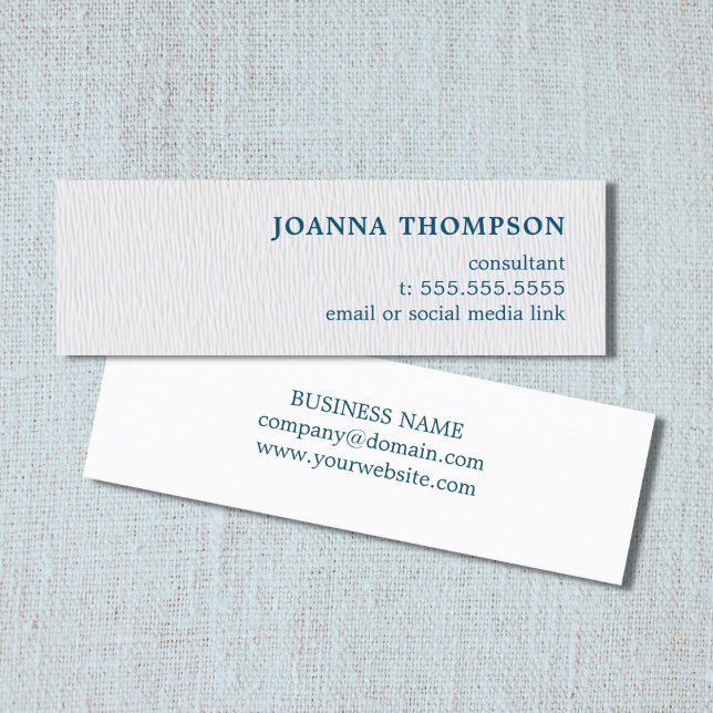Elegant Simple Texture White Blue Consultant Mini Business Card (Creator Uploaded)