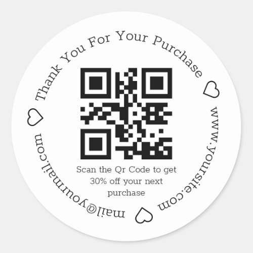 elegant simple  thank you business qr code  classic round sticker