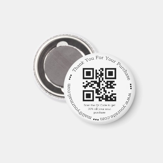 elegant simple thank you business qr code  magnet (Front/Back)