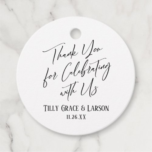 Elegant Simple Thank You for Celebrating with Us Favor Tags