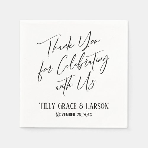 Elegant Simple Thank You for Celebrating with Us Napkins