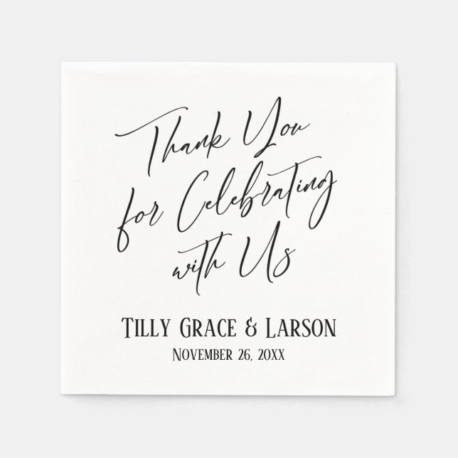 Elegant Simple Thank You for Celebrating with Us Napkins (Front)