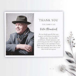 Elegant & Simple Thank You Funeral Photo Card