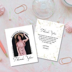 elegant simple thank you graduation photo arch note card
