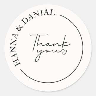 Elegant Simple Thank You Wedding Favor Classic Round Sticker