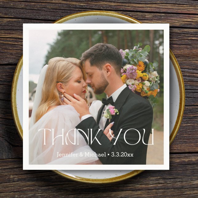 elegant simple thank you wedding photo napkins (Creator Uploaded)