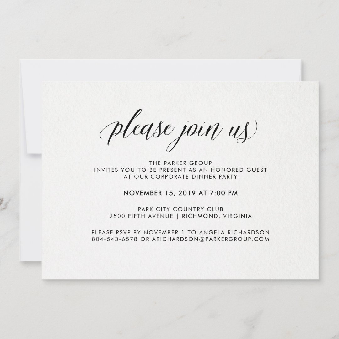 Elegant Simple Typography | Corporate Celebration Invitation | Zazzle