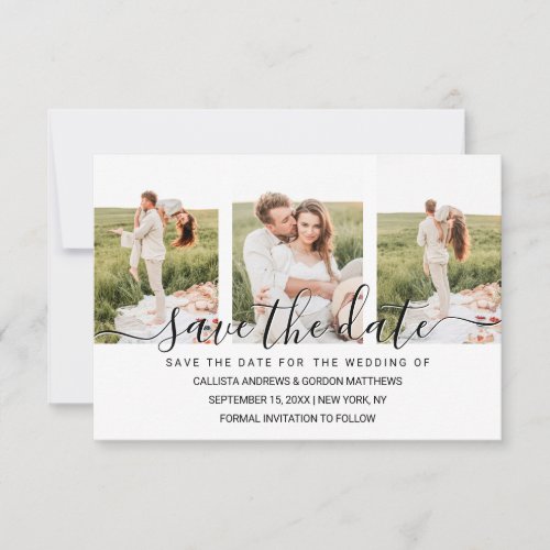 Elegant Simple Typography Couple Photo Collage Save The Date