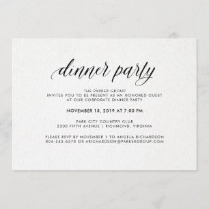 Elegant Simple Typography Dinner Party Corporate Invitation