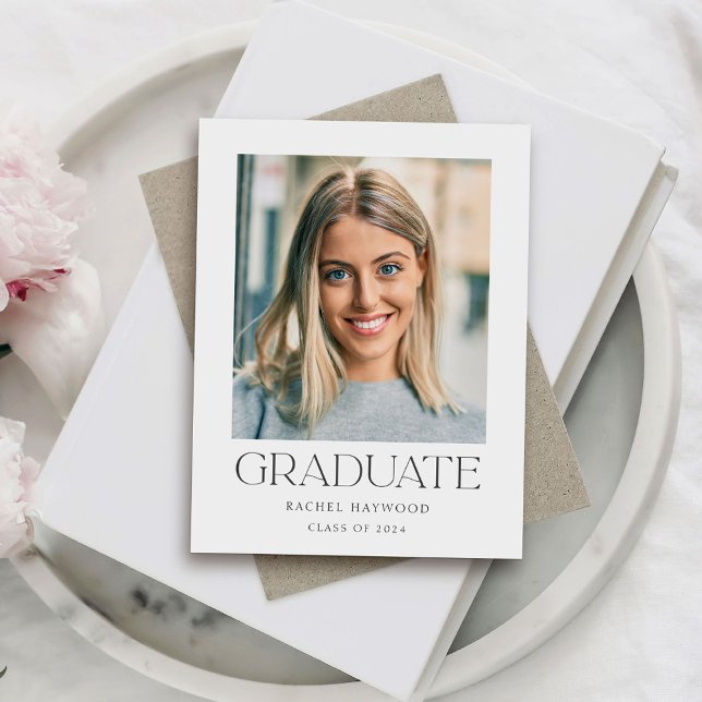  Elegant Simple Typography Graduation Announcement Postcard (Creator Uploaded)