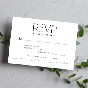 Elegant simple typography meal options wedding RSVP card