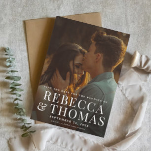 Elegant Simple Typography Photo Wedding Save The Date