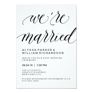 After Wedding Party Invitations Announcements Zazzle Elegant Simple Typography Post Wedding Ceremony Card