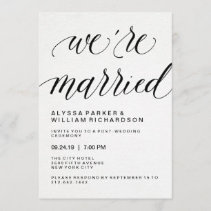 Elegant Simple Typography Post Wedding Ceremony Invitation