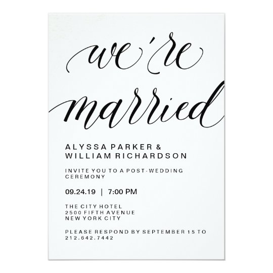 Elegant Simple Typography Post Wedding Ceremony Invitation 