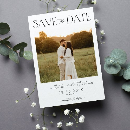 Elegant simple typography script photo wedding save the date