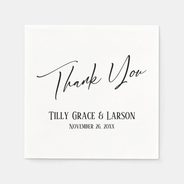 Elegant Simple Typography Thank You Napkins (Front)