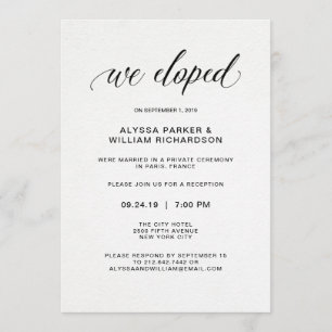 Elegant Simple Typography We Eloped Reception Invitation