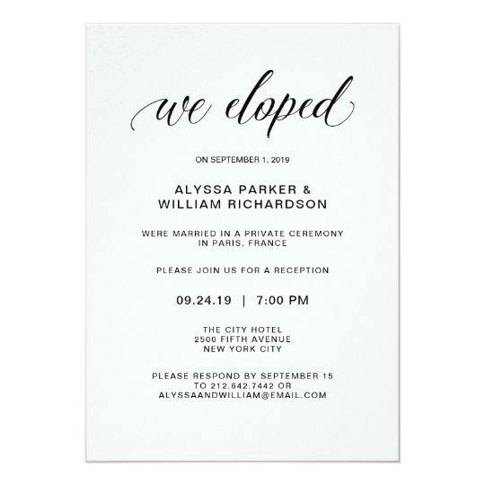 Elegant Simple Typography We Eloped Reception Invitation