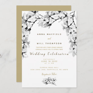 Elegant Simple Unique Floral Wedding Invitation