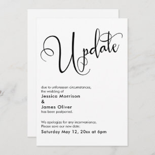 Elegant Simple Update Postponed Wedding Card