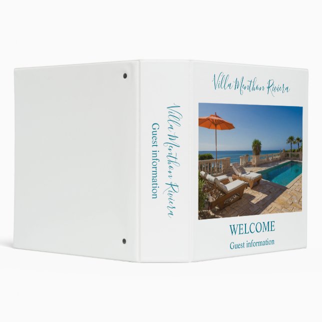 Elegant Simple Vacation Rental Guest Information 3 Ring Binder (Background)