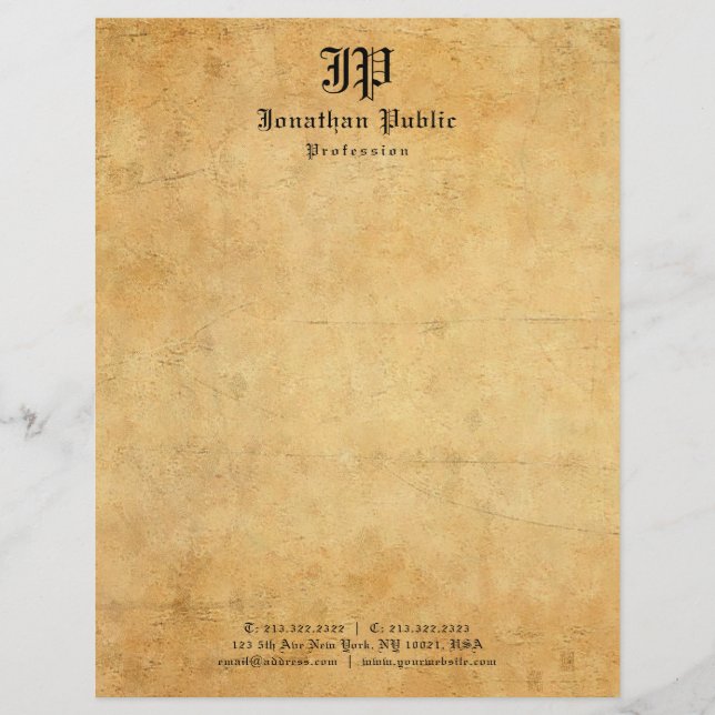 Elegant Simple Vintage Rustic Classic Monogram Letterhead (Front)