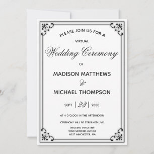 Elegant Simple Virtual Wedding Livestream Wedding Invitation