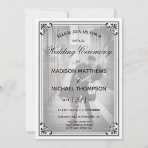 Elegant Simple Virtual Wedding Livestream Wedding Invitation