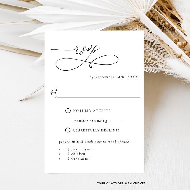 Elegant Simple, W / Without Meals Options Wedding  RSVP Card (Creator Uploaded)
